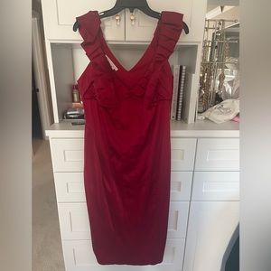 Maggy London red vneck dress. Size 12